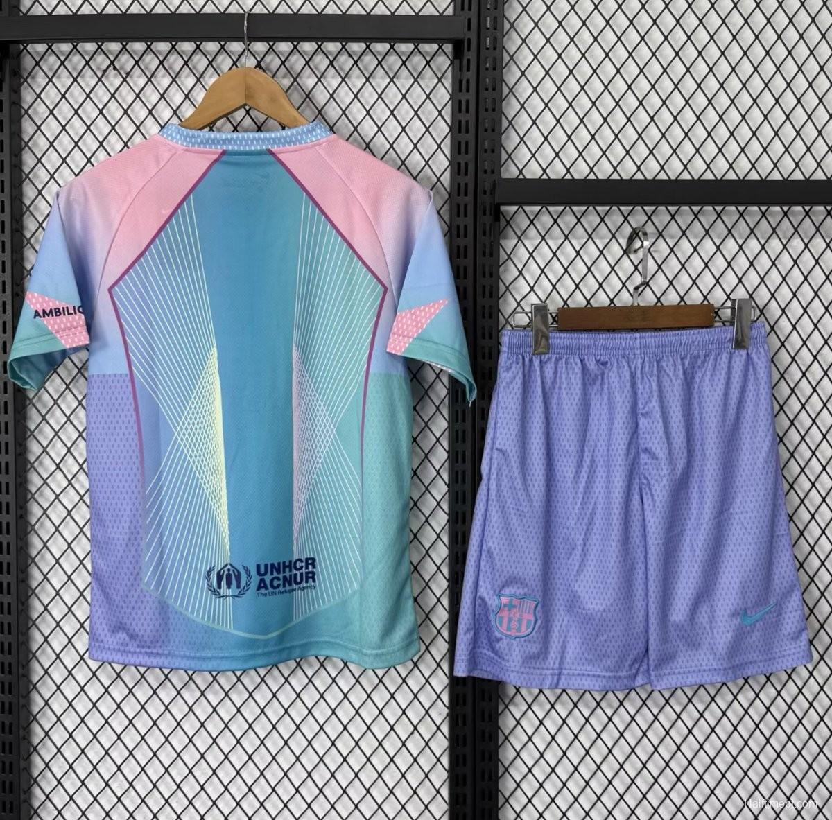 25/26 Kids Barcelona Blue with Rainbow Gradient Jersey