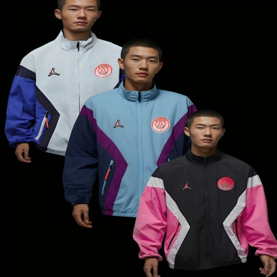 25/26 PSG Retro Color Block Track Jacket Set - Blue/Black/Pink Collection Windbreaker 3 Colors