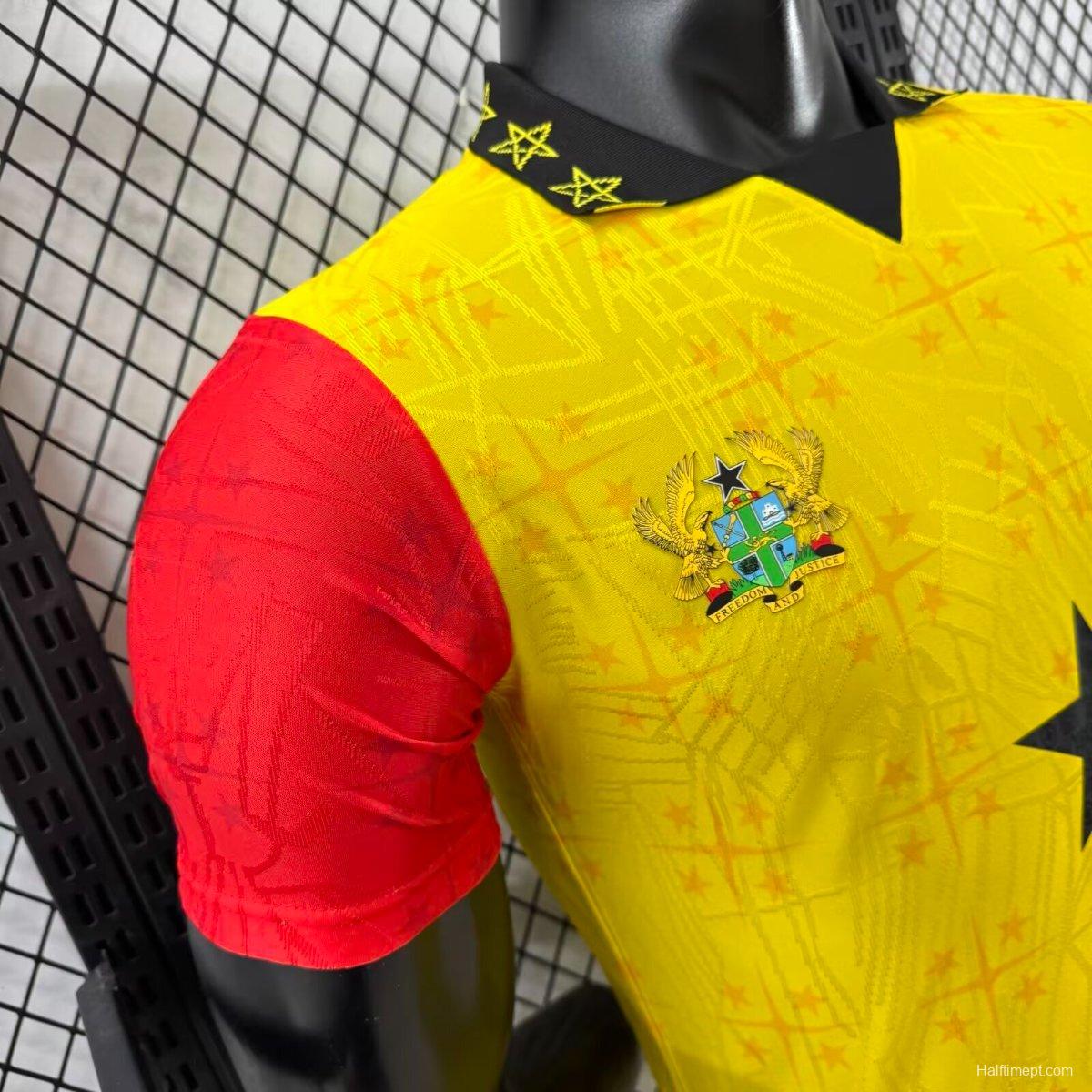 Player Version 2026 Ghana White with Black Star and Yellow Sleeves Jersey