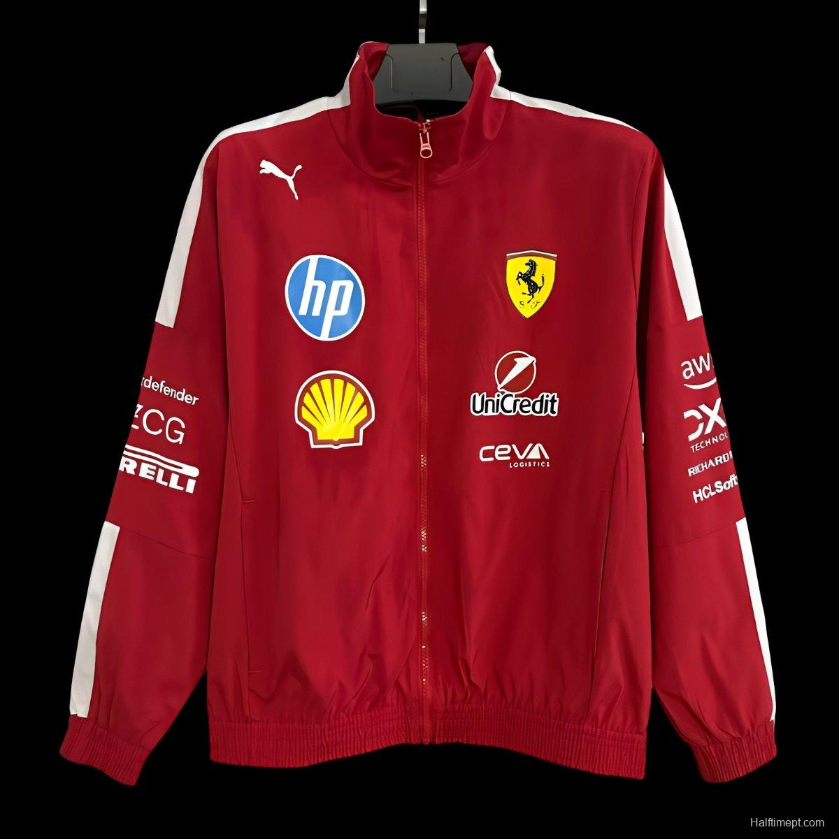 2026 F1 Ferrari Red Full Zipper Windbreaker