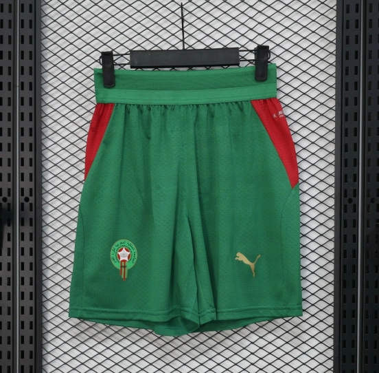 2026 Player Version Morocco Green with Red Side Panels Shorts