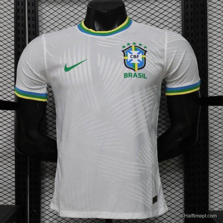 Player Version 2026 Brazil White with Palm Leaf Pattern Special Edition Jersey