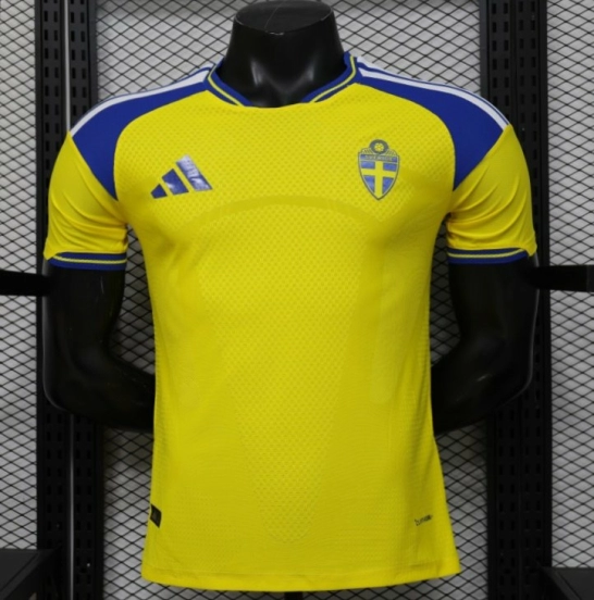 Player Version 2026 Sweden Yellow with Blue Panel Home Jersey