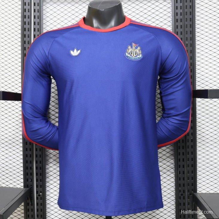 Player Version 26/27 Newcastle United Blue 1990 Vintage Remake  Long Sleeve Away Jersey
