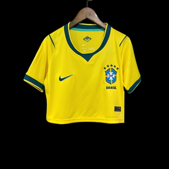 2026 Brazil Home Women Cropped Jersey