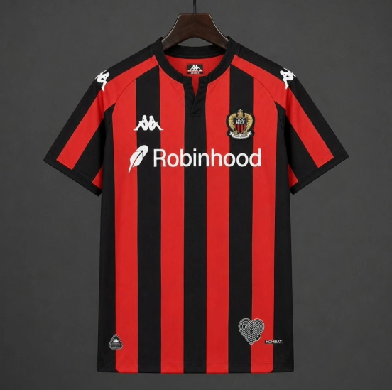 26/27 OGC Nice Home Red/Black Stripes Jersey